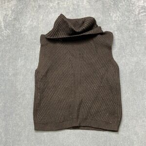 Express Sweater Vest Women Small Brown Casual Ribbed Knit Sleeveless Turtle Neck